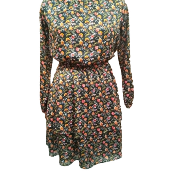 Loft Floral Long Sleeved Tiered Keyhole Back Ruffle Dress - Picture 2 of 10